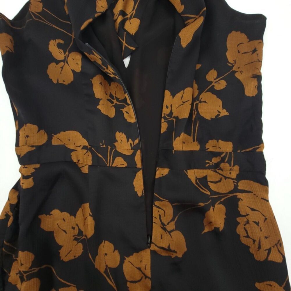 NEW Banana Republic Minimal Tie Neck Cropped Wide Leg Jumpsuit Brown Boho Floral - Picture 7 of 11